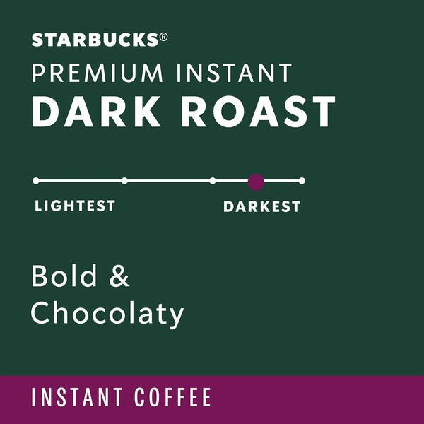 Starbucks Premium Instant Coffee Dark Roast, 3 Tins 3.17 Oz | 100% Arabica Premium Instant and Microground Coffee; Dark Roast; 3 Tins, 3.17 Oz Each3