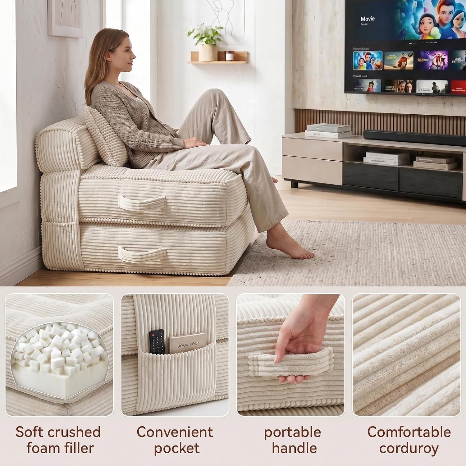 folding-sofa-bed-convertible-sleeper-chair-with-pillow