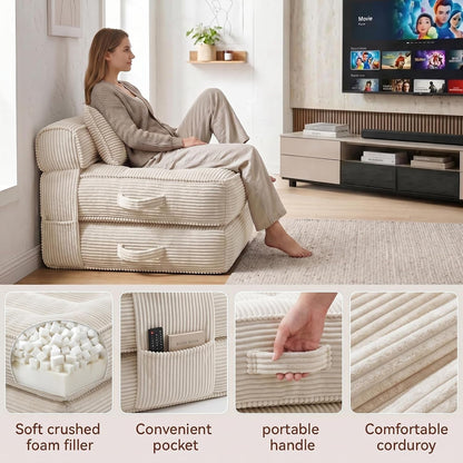 Folding Sofa Bed, Convertible Sleeper Chair with Pillow4