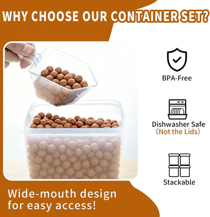 Flour Sugar Storage Containers, 10 Pack Large Airtight Food Storage Containers with Lids for Kitchen Pantry Organization and Storage, BPA Free Plastic Canisters Sets for Cereal, Rice and Baking5