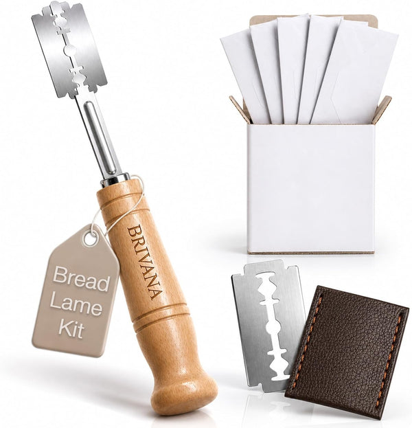 Bread Lame Sourdough Scoring Tool, Bread Scoring Tool with Beech Wood Handle, Protective Cover & 5 Replacement Blades, Dough Scoring Tool for Sourdough Bread1