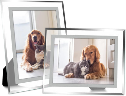 5X7 Picture Frame Set of 2, Clear Glass Photo Frames with Silver Edge, Horizontal or Vertical Display for Tabletop, Desk, Home, Office Decoration Fits 5X7 Photos Easy Photo Swap Gift Ready1