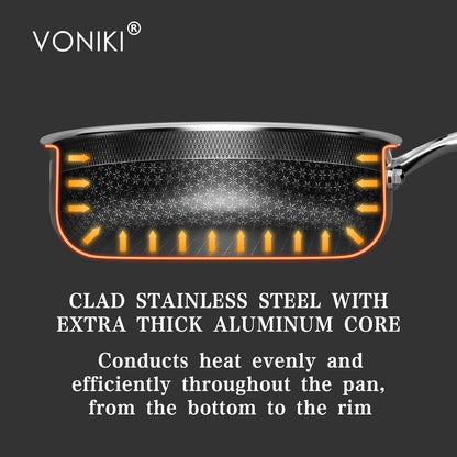 Hybrid Tri-Ply Stainless Steel Cookware Set Oven Safe | Pots and Pans Set Non Stick with Steamer Basket, Non Toxic Induction Cookware, Kitchen Cookware Sets PFOA & PTFE Free3