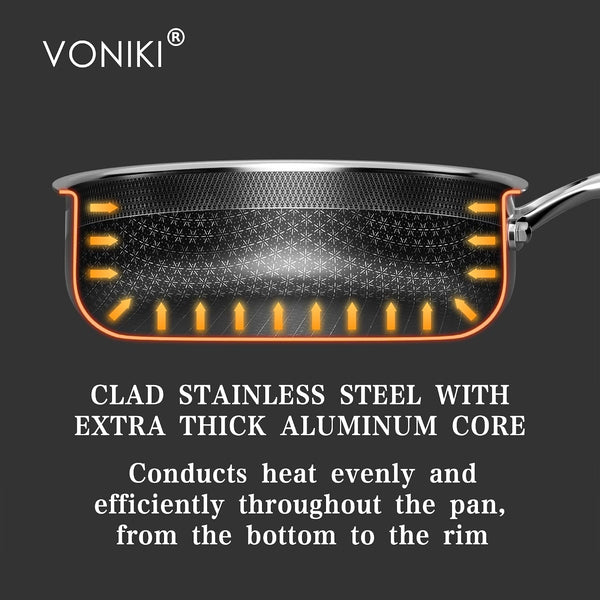 Hybrid Tri-Ply Stainless Steel Cookware Set Oven Safe | Pots and Pans Set Non Stick with Steamer Basket, Non Toxic Induction Cookware, Kitchen Cookware Sets PFOA & PTFE Free3