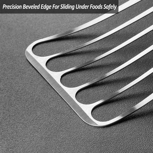 Fish Spatula Turner, Stainless Steel Slotted Spatulas Set - 3"X6"+4"X8"3