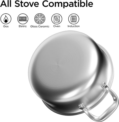 5Qt Hybrid Sauté Pan with Lid, Nonstick Braiser, Chicken Fryer | Non-Toxic Coating Pot, Dishwasher & Oven Safe, Induction Ready, Dual Cool Handle, 3-Ply Stainless Steel Clad for Fast Heat4