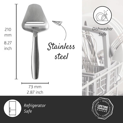 Boska Stainless Steel Cheese Slicer - Copenhagen for All Types of Cheese - Multi-Functional Cheese Slicer - Handheld Slicer - Silver Non-Stick - Dishwasher Safe - for Kitchen Cooking6