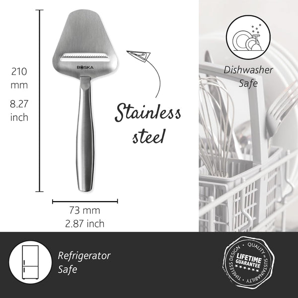 Boska Stainless Steel Cheese Slicer - Copenhagen for All Types of Cheese - Multi-Functional Cheese Slicer - Handheld Slicer - Silver Non-Stick - Dishwasher Safe - for Kitchen Cooking6
