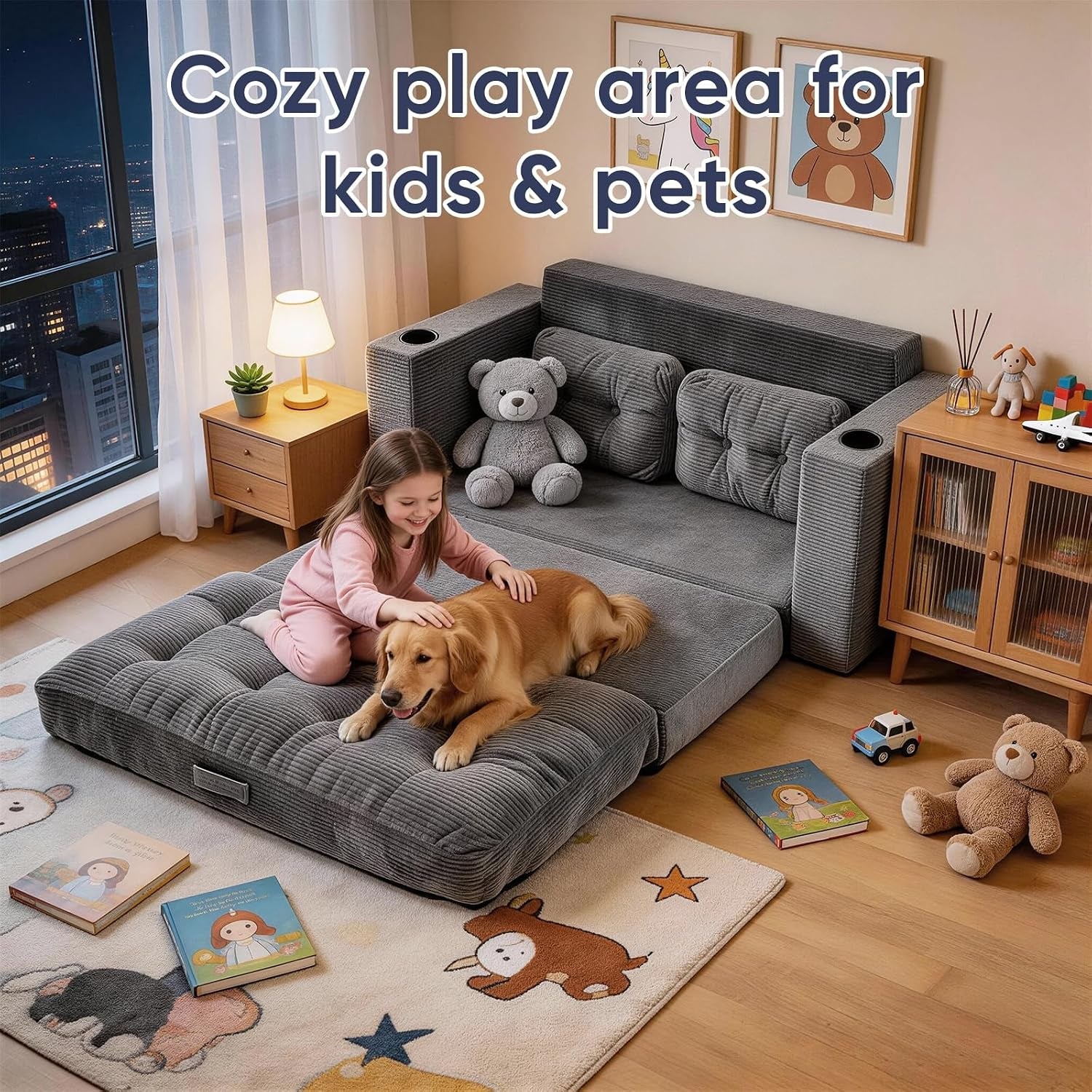 63-loveseat-sleeper-sofa-bed-boneless-convertible-corduroy-pull-out-couch-with-cup-holders-and-2-pillows-space-saving-sofa-bed-for-small-spaces-living-room-bedroom-grey
