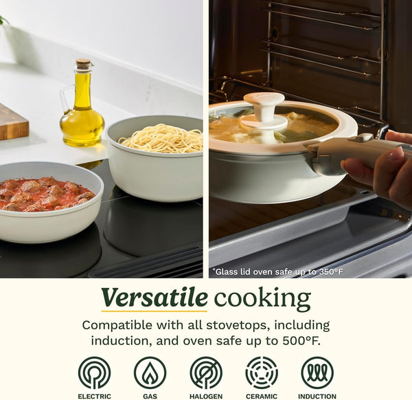 Ceramic Pots and Pans Set, Nonstick & Detachable Handle, 13-Pc | Ceramic Cookware with Detachable Handles, Everyday Pots and Pans Set Non Stick with 13 Induction Cookware Pieces, D53C-13BG7
