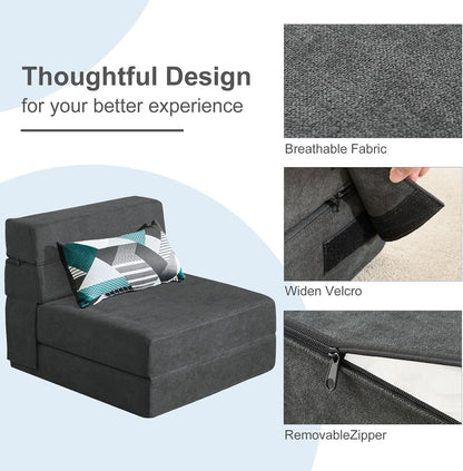 Foling Sofa Bed Convertible Sleeper Chair, Fold Out Chair Bed with Pillow7