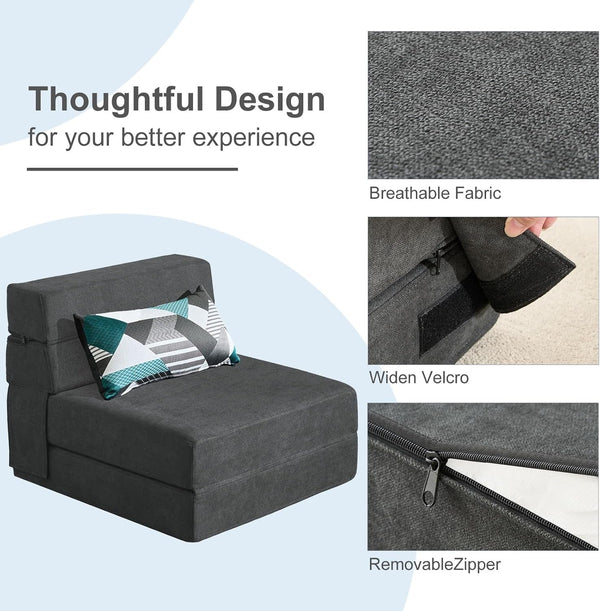 Foling Sofa Bed Convertible Sleeper Chair, Fold Out Chair Bed with Pillow7