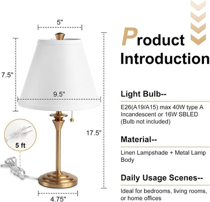 Metal Table Lamp for Bedroom, Pack of 2, Golden Base (Bulb Not Included)3
