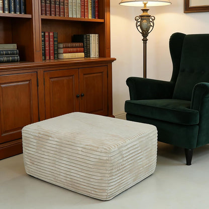 Large Ottoman Foot Rest 37" Beige, Sofa Couch Ottomon with Soft Long-Pile Fabric, High Resilience Foam & Spring Support, Ottoman for Living Room Extra Seating9
