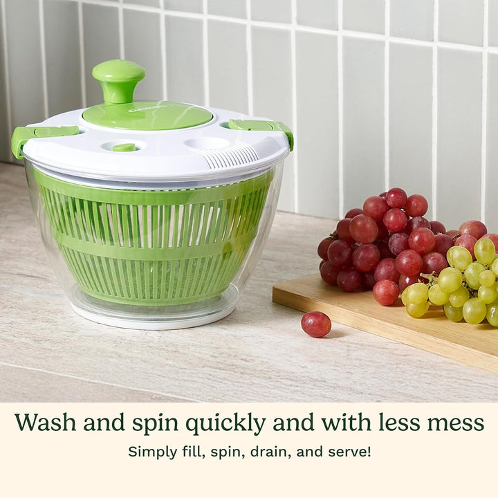 Salad Spinner- Wash, Spin & Dry Salad Greens, Fruits & Vegetables, 3Qt, CTG-00-SSAS | Wash & Spin-Dry Produce with 3-Qt Salad Spinner, Lid Lock, Clear Base/Serving Bowl, CTG-00-SSAS+2