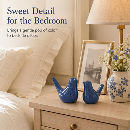 Small Ceramic Bird Statue and Sculpture for Home Decor Accents,Modern Animal Ornaments for Living Room,Bedroom,Coffee Table Centerpiece,Bookshelf,Cabinets,Cute Knick Knacks for Shelves (Blue)4