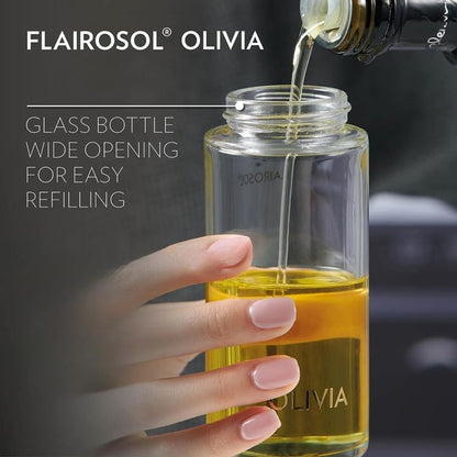 OLIVIA. the Original Advanced Oil Sprayer for Cooking, Salads, Bbqs and More, Continuous Spray with Portion Control, Trusted by Chefs. Patented Technology. (Glass Bottle) (Golden Leaves) | Portion Control Mist for Air Fryer, Salad, BBQ, Refillable & Reusable, Fine Mist Olive Oil Kitchen Sprayer, Anti-Drip7
