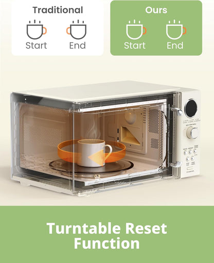 Retro Microwave Oven, 0.9 Cu.Ft 900W Countertop, Apricot | 6 Auto Menus, Multi-Stage Cooking, Mute Function, LED Display, for Small Kitchen & Dorm6