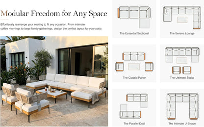 10 Pieces Patio Conversation Sets with Chairs & Ottomans, White9