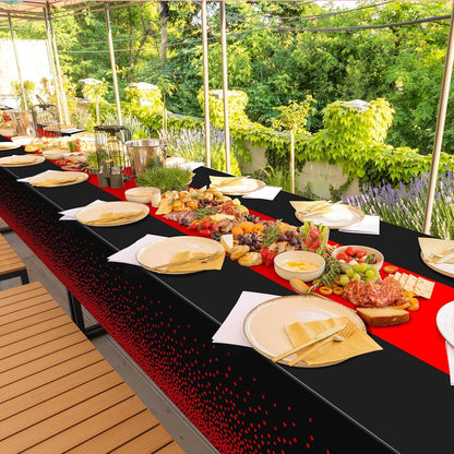 3Pcs Black and Red Tablecloth Party Decorations,Plastic Black Table Cloth Printed Red Table Runner Disposable Rectangle Cover for Birthday Weeding Anniversary Graduation Party,54 X108 Inch7