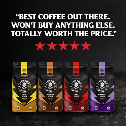 Death Wish Coffee Organic Dark Roast Whole Bean Coffee, Fair Trade, 16 Oz | Arabica & Robusta Blend, Baker'S Chocolate & Cherry Notes, Low Acidity, Grind Fresh, Drip Espresso French Press9
