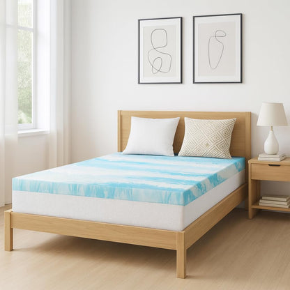 3 Inch Full Mattress Topper, Ventilated Gel Memory Foam Mattress Bed Pad | Pressure Relief | Body Support Mattress Bed Topper | Certipur-Us Certified | Blue9