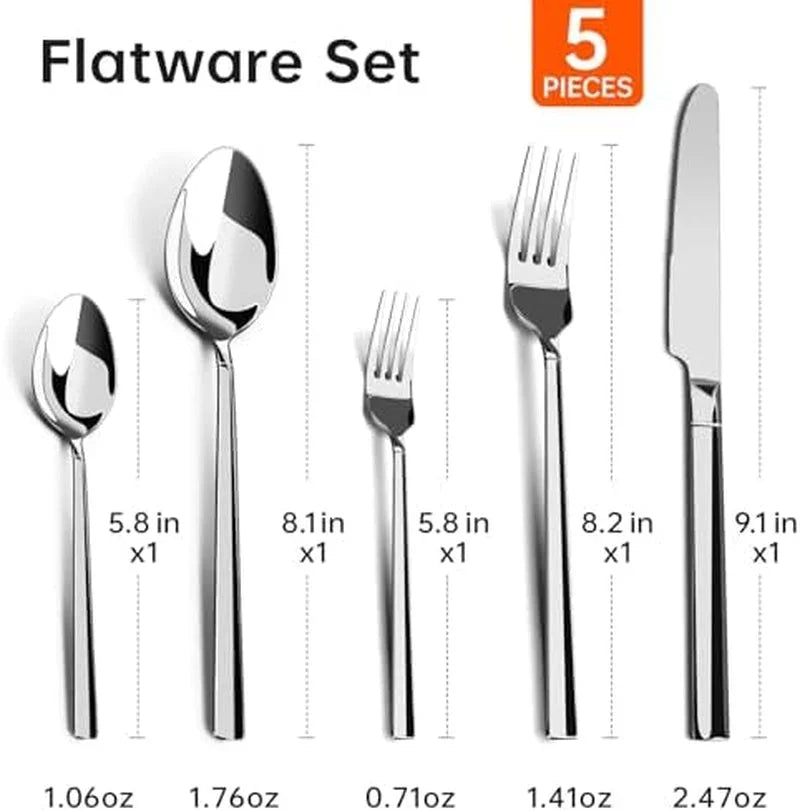 5-piece-stainless-steel-flatware-set-and-coating-free-hybrid-stainless-steel-wok-with-lid-12-6-flat-bottom-stir-fry-pan