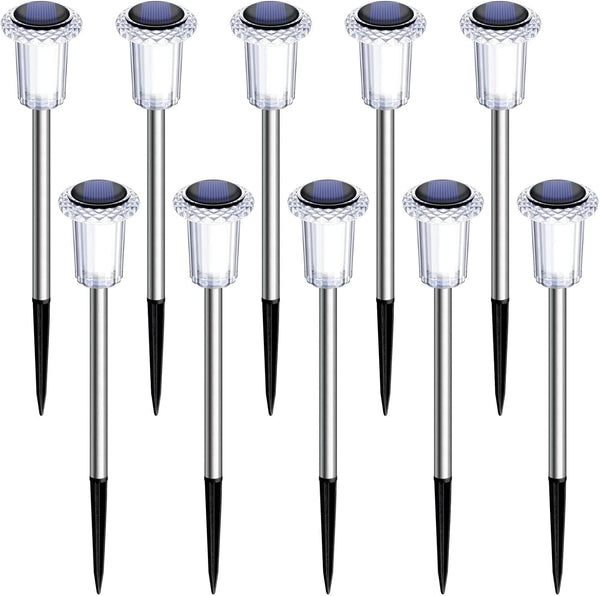 10 Pack Solar Pathway Lights Outdoor Waterproof Warm White LED8