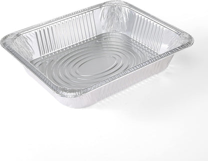 Disposable Half Size Deep Steam Table Pans, 12.5 X 10.25 X 2.5", 2 Ct | Heavy-Duty Foil Design, for Steaming, Baking, Roasting, Meal Prep, Catering, and Freezer Storage, Daily3