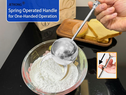 2 Pcs Flour Sifter, Stainless Steel Flour Duster for Bread Baking, Bakers Dusting Wand for Powdered Sugar and Spices (Small+Large, Silver)4