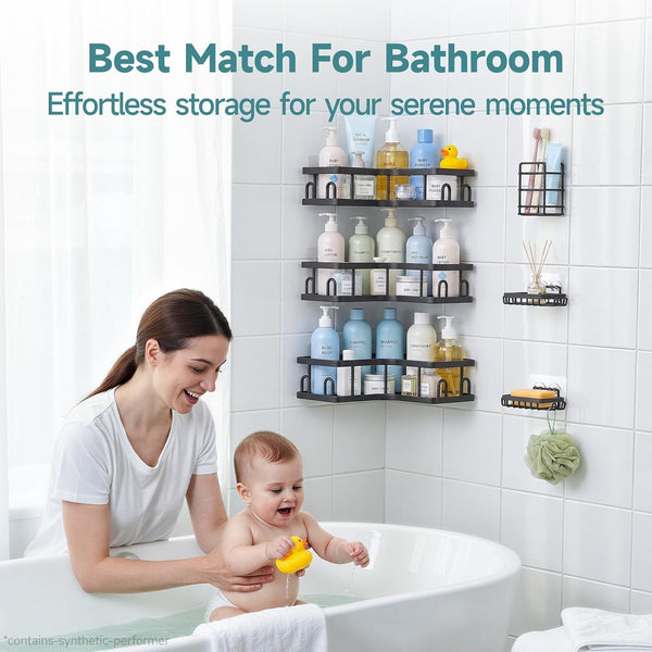 Large Capacity Corner Shower Caddy 6-Pack, Advanced Rustproof Design6