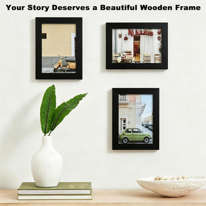 5X7 Solid Wood Picture Frame with Real Glass Cover Black4