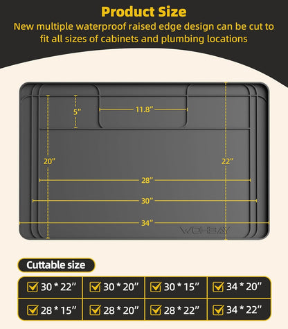 Under Sink Mats for Kitchen Waterproof 34"X22",Grey2