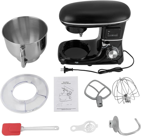 Stand Mixer, 1350W 6.5QT Electric Tilt-Head Kitchen Mixer for Bread Cake Baking Household with Mixing Bowl, Whisk, Dough Hook and Beater, 6 Speed (Black)9