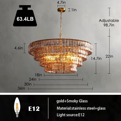 Large Chandelier, 36" Gold Chandelier for Dining Room, 6-Light round Drum Kitchen Island Hanging Light Fixture Perfect for Living Room, Bedroom,Kitchen, Foyer3