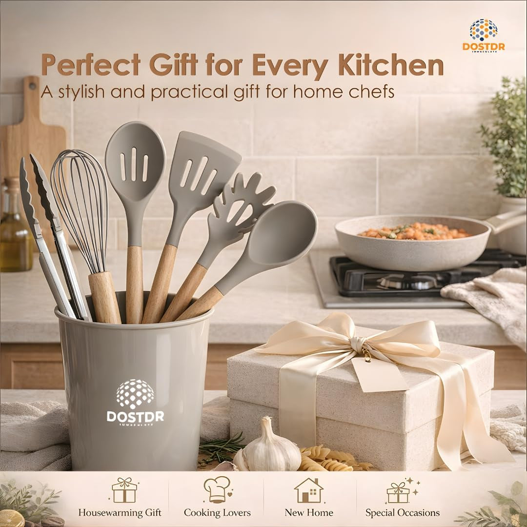 12-piece-silicone-kitchen-cooking-spoon-set-wooden-handle-holder-small