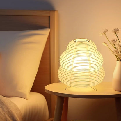 Small Paper Lamp, Japanese Lantern Table Lamp, Paper Table Lamp, Cute Lamp for Desk Bedrooms Bedside(Bulb Included)1