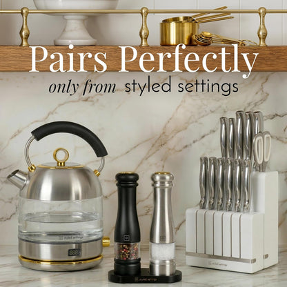 Electric Salt and Pepper Grinder Set, Black & Silver3