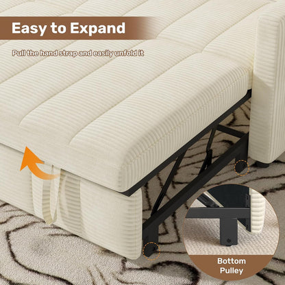 Sleeper Sofa Bed,3-In-1 Convertible Pull Out Couch with Adjustable Backrest for Living Room,Loveseat Sofa Bed with Side Pockets,Easy Assembly,Beige,1 PCS7