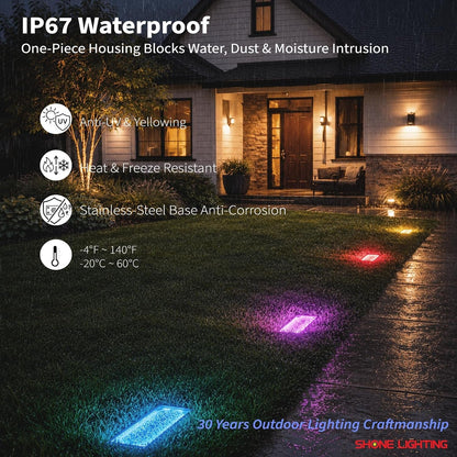 4X8 Solar Ground Lights, 12-Color Paver Light, RGB-W, 6Pack4
