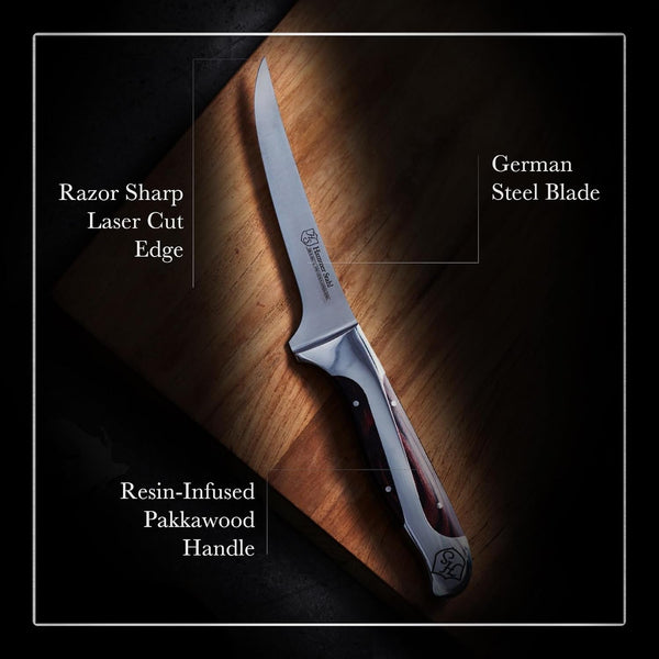 6 Inch Boning Knife | German Forged High Carbon Steel Fillet Knife | Kitchen Knife for Boning, Filleting, & Trimming | Butcher Knife with Ergonomic Quad-Tang Pakkawood Handle & Gift Box2
