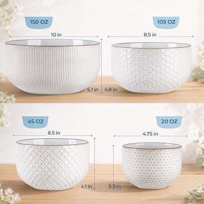 Ceramic Mixing Bowls Set of 4, Stoneware Nesting Serving Bowls3