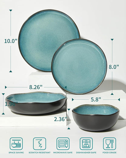 Stoneware Dinnerware Sets for 8, 32Pcs Ceramic Plates and Bowls Sets2