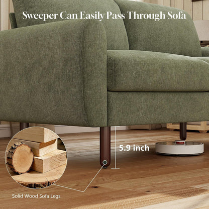 68" Loveseat Sofa, Comfy Chenille Fabric Couches for Living Room with Spring Cushion and Solid Wood Frame, Modern Deep Seat Couch for Bedroom, Apartment, Office, Easy Assembly,Green6