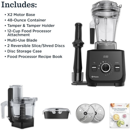 Vitamix Ascent X2 Smartprep Kitchen System, Professional-Grade, Black | Professional-Grade Blender for Smoothies, and More, Pulse, Variable Speed, Self-Cleaning Program,12-Cup Food Processor3