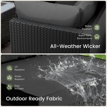 Patio Furniture Set - All-Weather - 7 Piece Patio Outdoor Conversation Set, Modular Wicker Rattan Sectional Sofa for Backyard, Garden, Poolside, Balcony, Porch, Patio,Black/Dark Gary3