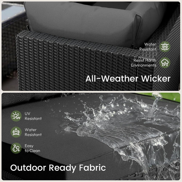 Patio Furniture Set - All-Weather - 7 Piece Patio Outdoor Conversation Set, Modular Wicker Rattan Sectional Sofa for Backyard, Garden, Poolside, Balcony, Porch, Patio,Black/Dark Gary3