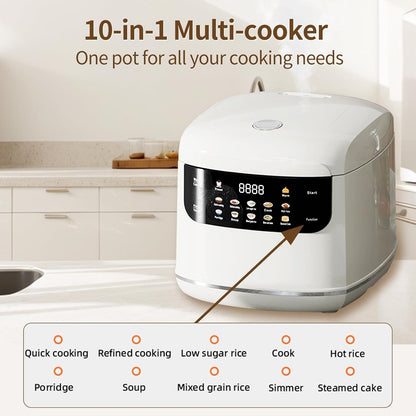5 Cups Electric Mini Rice Cooker Portable 10-In-1 Smart Pot White | 2.1L Capacity, 24-Hour Delay Timer, Non-Stick Inner Pan, Fast 400W Heating for Dorm or Travel Soup Preparation4