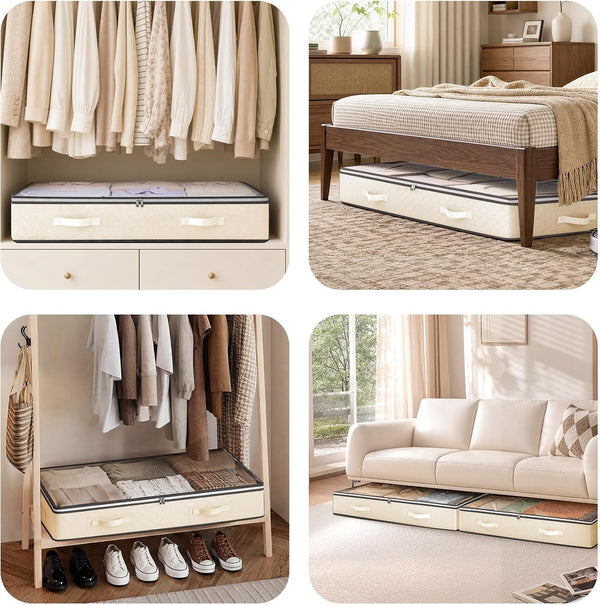 95L under Bed Storage Containers, 2 Pack Beige8