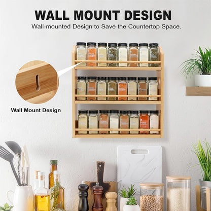 3-Tier Bamboo Spice Rack, Wall Mount & Countertop Spice Organizer5